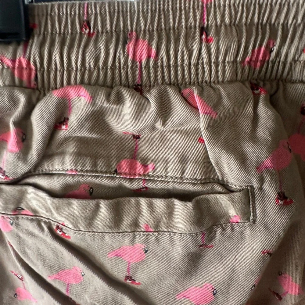 Jordan Flamingo Print Shorts Mens 34 Tan Pink Novelty Jumpman Summer Casual